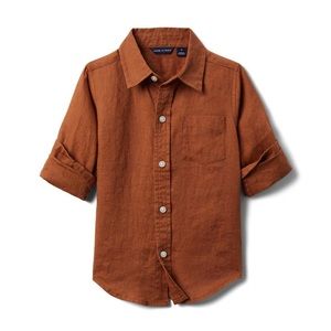 Janie and Jack LINEN ROLL-CUFF SHIRT /Size: 4/ New Item